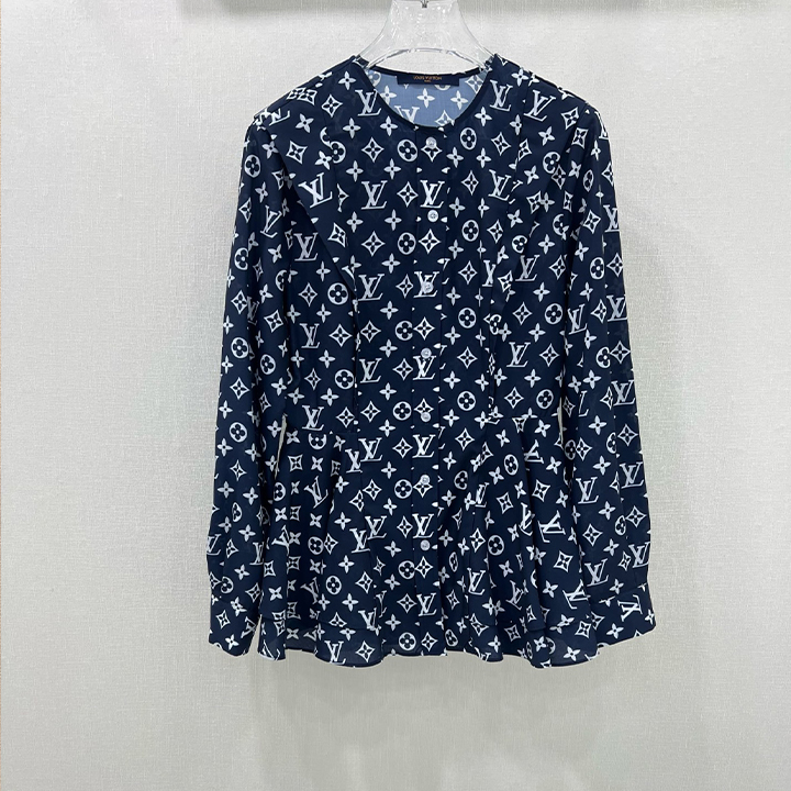 루이비통 주름 장식 밑단 긴팔 셔츠
