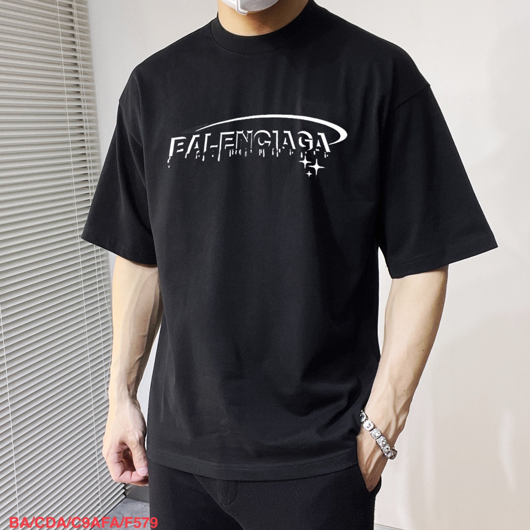 발렌시아가 더블 레이어 반팔 티셔츠