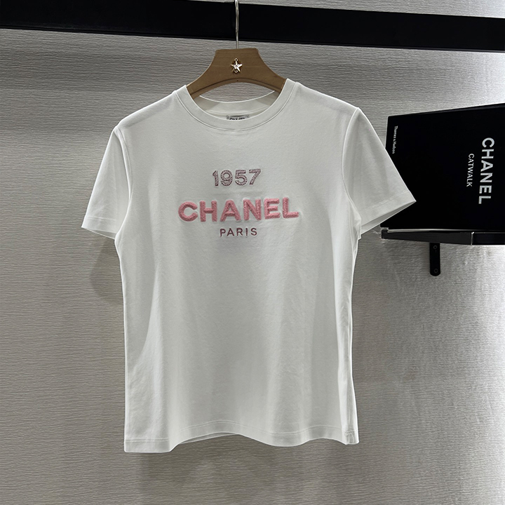 샤넬 자수 비즈 장식 티셔츠